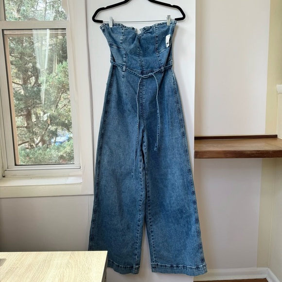 NWT Free People We The Free CRVY Femme Fatale One Piece Jumpsuit Denim Jean 10 - Picture 12 of 15